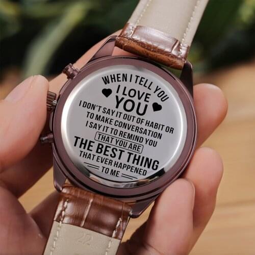 When I Tell You I love You Luxury Waterproof Engraved Watches Sport Men Watches Military Birthday Anniversary Christmas Gifts