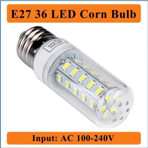 E27 36 LEDs Corn Bulbs Light Input AC100-240V 36 Leds Bulb Lamp Corn LED Lights Chandelier LED Candle light Spotlight