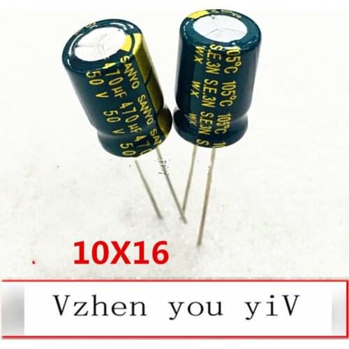 10-100pcs /lot 50v470uf long life high frequency low resistance driving power electrolytic capacitor 470uf50v 10x16 10x17mm