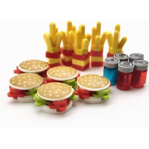 Hamburger Chips City Building Blocks Fast Food Parts MOC Compatible Friends Bricks Montessori Toys for Boys Girls DIY Kit