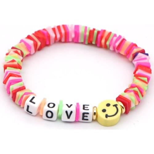 Go2Boho Heishi Bracelet For Women Jewelry 2020 LOVE Letter Bracelets On hand Bohemian Smiley Face Colorful Boho Summer MAMA Gift