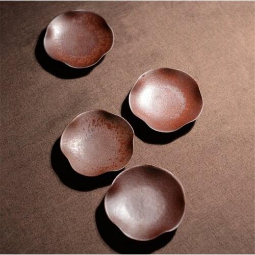 Knead by hand 9x1.4cm Quality Brown stoneware china Hard ceramic kung fu tea set saucer pottery Japan european coffee saucer