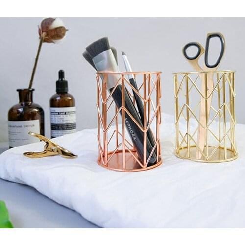 2021 Newest 1pc Pen Pencil Pot Holder Rose Gold Container Organizer Home Desk Stationery Decor