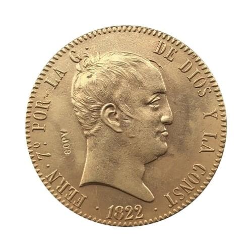 24 - K gold plated 1822 Spain 320 Reales - Fernando VII coins copy