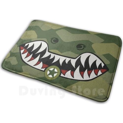 Shark Fighter Mat Rug Carpet Anti-Slip Floor Mats Bedroom Shark Teeth Fighter Pilot Plane Military A10 Warthog A10 Thunderbolt