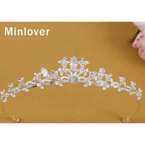 Minlover Trendy Zircon Bridal Tiaras and Crowns for Women Rhinestone Wedding Hair Accessories Headdress Princess Headband HG244