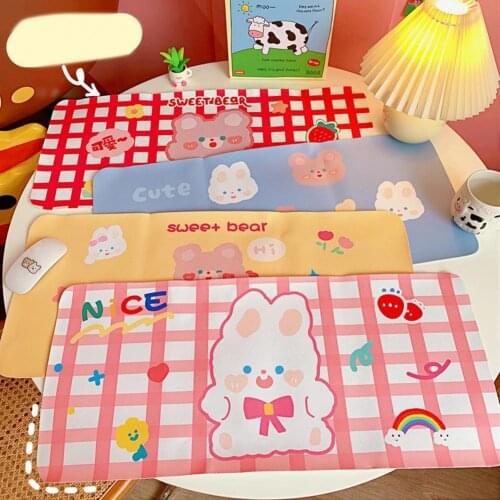 Cartoon Soft Cute Bear Rubber Table Mat Pvc Waterproof Matts Pink Keyboard Mouse Pad Student Dormitory Desk Decoration 2021