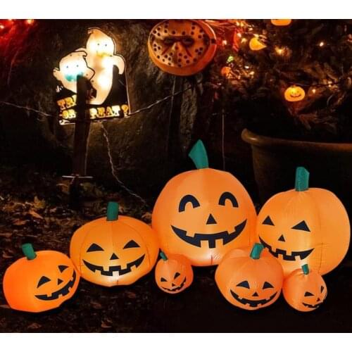 Halloween Inflatables Pumpkin Outdoor Decoration with Build-in LEDs Blow Up Party Festive Yard Garden Lawn Decor 7.5FT Long