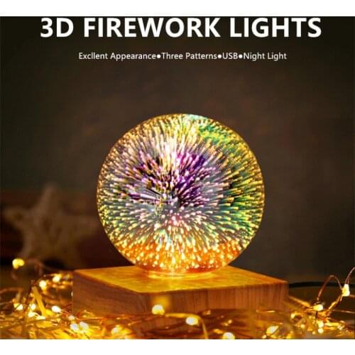 New 3D Firework Decoration Lamp Bedroom Bedside Starry Sky LED Colorful Atmosphere Table Lamp USB Plug Holiday Night Light Gifts