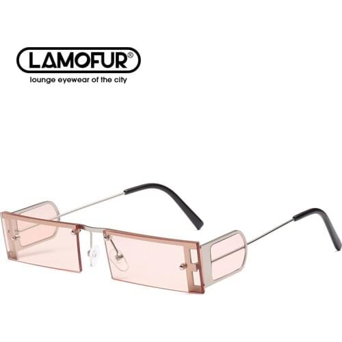 2021 New Personality Sunglasses Trend Metal Half Frame Side Lens Sunglasses Small Square Retro Sunglasses Female 2982