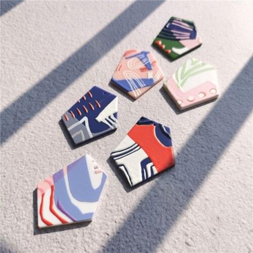 New arrived 30pcs/lot Relief effect pattern print geoemtry irregular shape acrylic beads diy jewelry earring/garment accessory