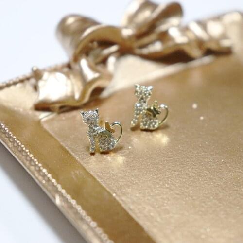 New Style Cute Small Cat Gold Plated Stud Earring 2021 Korean Fashion Women Butterfly Micro Inlay Zircon Earring Party Jewelry