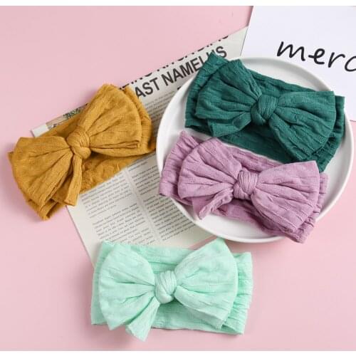 27PC/lot New Cable Knit Nylon Headband,Knotted Hair Bow Ribbed Bow Headband,Waffle Knit Bow Nylon Baby Headband Girls Headwear
