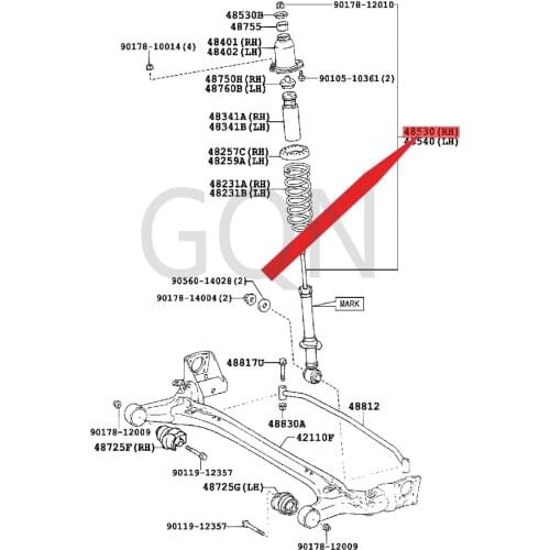 Right rear shock absorber assembly 2005-Toy ota PRI US shock absorber shock absorber shock absorber assembly accessories