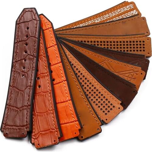 Rubber strap mens watch accessories crazy cowhide strap19mmx25mm for Hublot big bang series sports waterproof watch belt female