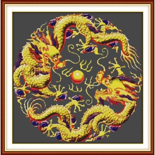 Shuanglongxizhu cross stitch kit 14ct 11ct pre stamped canvas cross stitching animal lover embroidery DIY handmade needlework