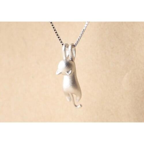 Shuangshuo Vintage Matte Cat Necklaces Pendants Cute Animal Kitty Choker Necklace Long Chain Necklace bijoux femme collares