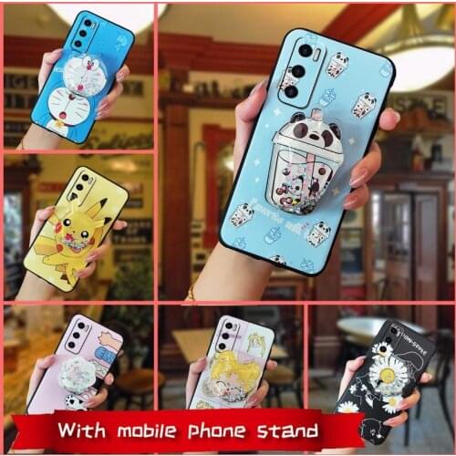 Durable Anti-dust Phone Case For VIVO V20 SE foothold Silicone For Woman Cute phone stand holder
