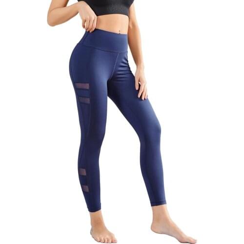 High Waist Sport Leggings Fitness Women Yoga Pants Mesh Patchwork Push Up Tights Gym Workout Squat Proof Running Sportswear