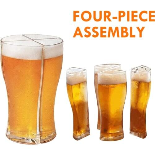 Super Caravan Beer Mug Mug Separated 4 Parts Large Capacity Thick Beer Mug Mug Transparent For Club Bar Party World Cup