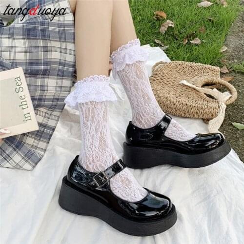 Platform Mary Jane shoes Women Japanese Style Lolita Shoes bow Women Vintage Soft High Heel Platform shoes College Student