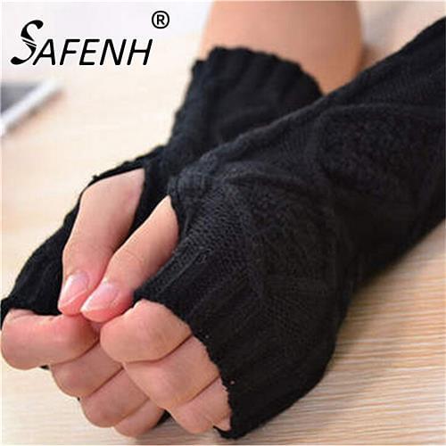 Unisex Men Women Arm Warmer Fingerless Knitted Long Gloves Cute Mittens Wholesale 7 Colors 1Pair