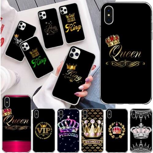 YJZFDYRM king queen black Phone Case Hull for iPhone 11 pro XS MAX 8 7 6 6S Plus X 5S SE 2020 XR cover