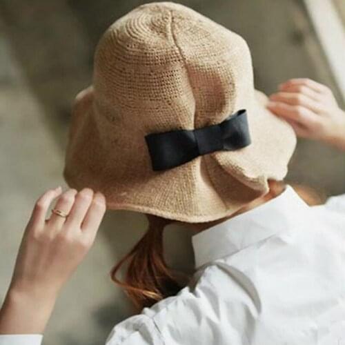 2017 Lady Plain Bucket Bow-knot Hats Men Women Vacation Sun Bob Cap Comfortable Chapeu Summer Style Fisherman Hat Free Shipping