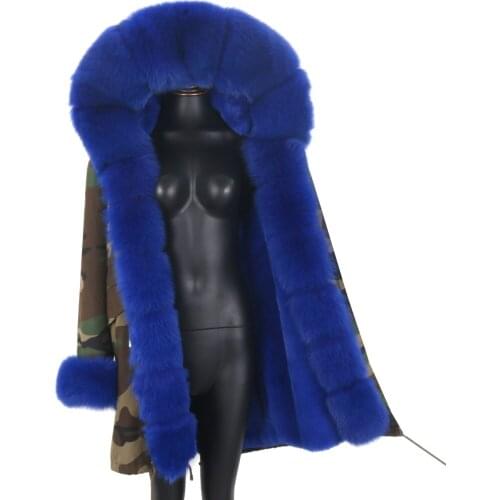2021 New Real Fur Coat Winter Jacket Women Natural Real Fox Fur Waterproof Long Parka Big Fur Collar Outerwear Detachable