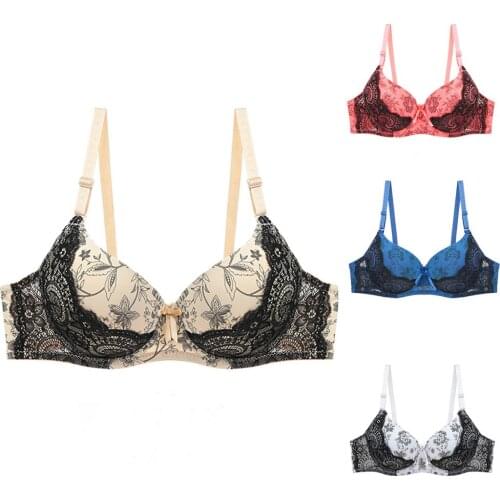Sexy Bra Plus Size Lingerie Femme Printing Lace Push Up Bra Brassiere Bralette Large Cup Big Size Underwire Bras For Women
