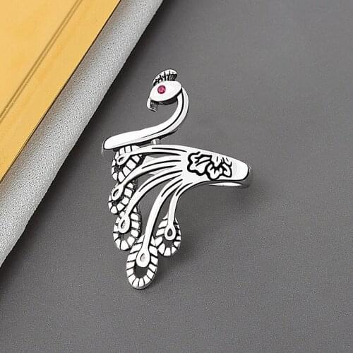 Summer Vintage Peacock Rings For Women Boho Geometric Female Finger Rings Party Bohemian Jewelry Korean Gift