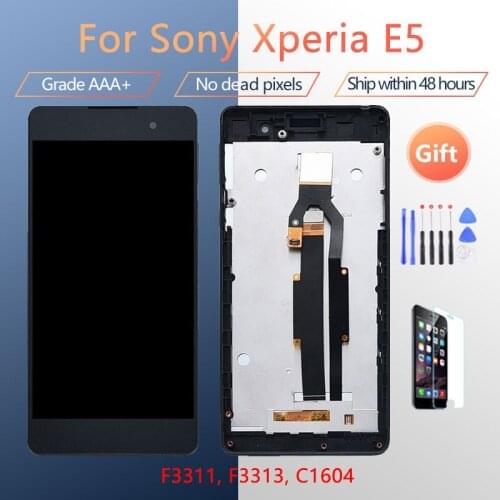 For Sony Xperia E5 F3311 F3313 C1604 LCD screen assembly with front case touch glass,With repair parts LCD Display Black White
