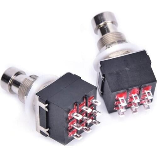 3PDT 9-Pin Guitar Effects Stomp Switch Pedal Box Foot Metal True Bypass 5 pcs/Lot