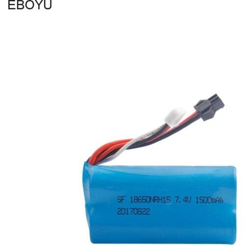 EBOYU 7.4V 1500mAh Battery with SM 2P Plug for Syma Q1 S033G TKKJ H101 RC Boat UDI U12A QS8019 QS8004 6088T RC Quadcopter Drone