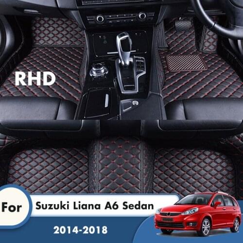 RHD Car Floor Mats For Suzuki Liana A6 Sedan 2018 2017 2016 2015 2014 Custom Waterproof Decoration Carpets Interior Accessories