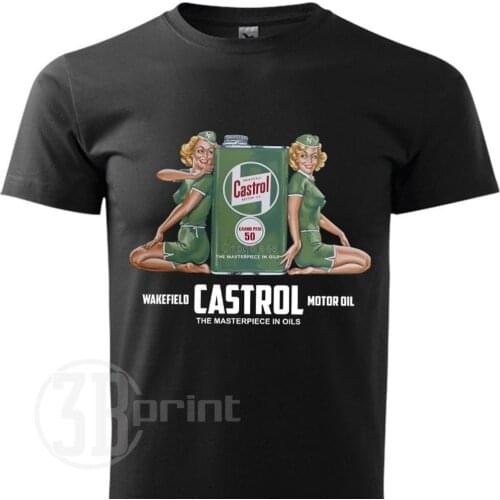 Castrol Motor oil Mens T shirt Pin Up Tshirt Classic Retro tshirt Graphic Tee
