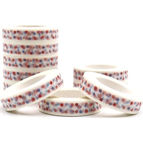 10m*10mm Creative Mixed Color Small Dot Patterns Washi Tape Decorative Adhesive Masking Paper Tapes 1 PCS
