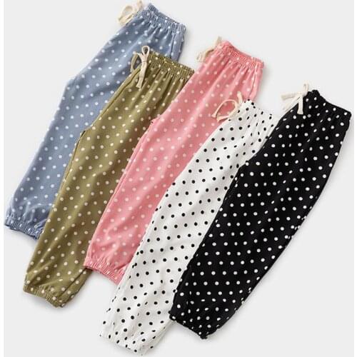 Baby Long Bloomers Anti-Mosquito Kids Pants Casual Dot Chiffon Trousers Thin Style Outwear Girls Clothes For Children 5 Colors