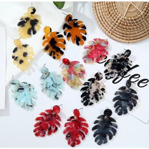Personality Bohemian Tree Leaves Acrylic Resin Acetate Earring Multi-Color Statement Drop Earring femme 2019 Jewelry Accessories