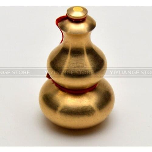Chinese Fengshui Wu Lou Open Cover Copper Gourd Amulet Brass FOR Protection Good Health Home Decoration Accessories