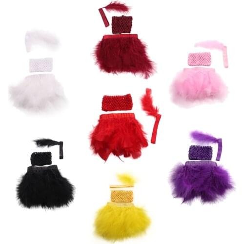 Colorful Dolls Clothes Suit Party Costume Clothes For Girls 18 Inch Doll Dress Up With Headwear plume Party Clothes Accessories