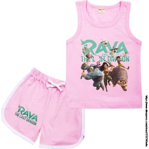 Raya and The Last Dragon Summer Baby Boys Clothing Sets Girls Vest T-shirt Shorts 2Pcs Set Kids Clothes Fashion Sport Suits