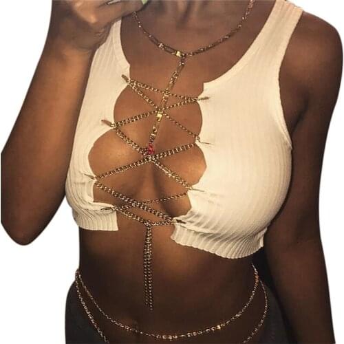Summer Sexy Top Solid Color Cardigan Sleeve Crop Front Chest Chain Closure Wild Fashion Top Shirt For Women and Girls