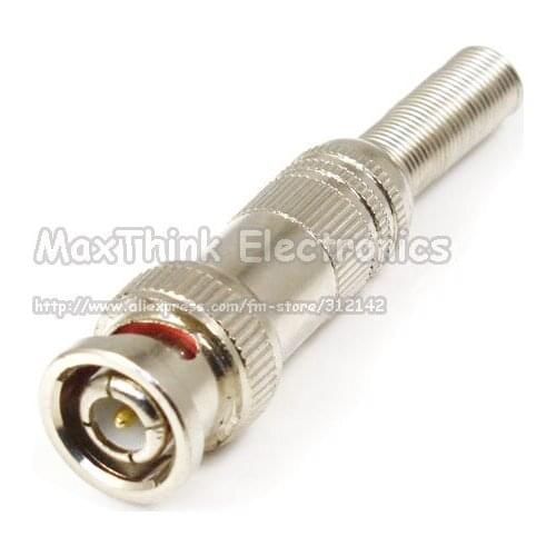 BNC Male Plug Metal Solderless w/spring Coaxial Connector Adapter CCTV Camera ,DIY ,25pcs, Free Shipping