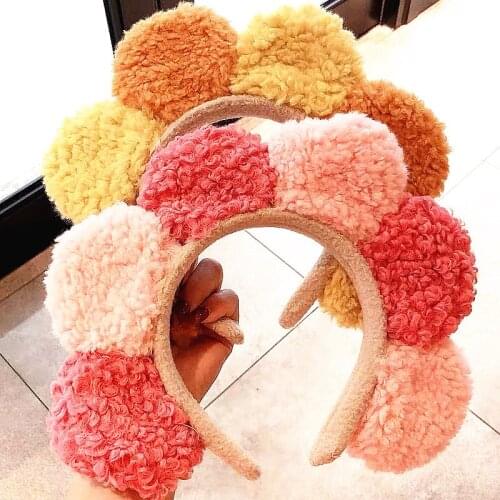 Fashion Face Wash Headband Colorful Plush Sunflower Cute Sweet Makeup Photo Headdress Hair Accessories Birthday Party Headwear