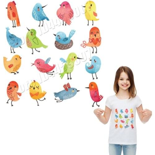 Cute Birds Parches For Children Heat Transfer Health DIY Washable Decor Stickers Fot Clothing Applique Quality Patches