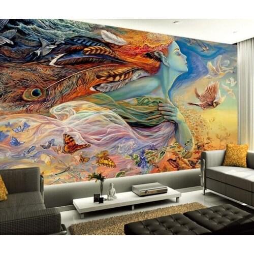 Custom 3d mural, beautiful fairy beauty oil painting papel de parede,hotel coffee shop bar living room TV wall bedroom wallpaper