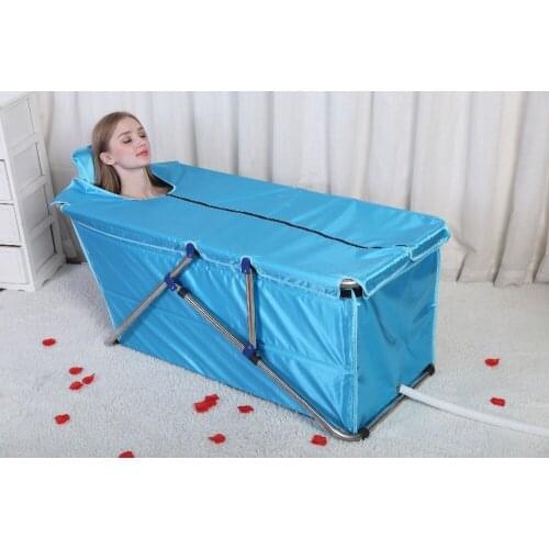 New Sky Blue Simple Folding Bathtub Handmade Barrel Adult Bucket Folding Bucket