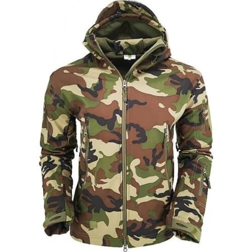Hunting Tactical Jacket Men Lurker Shark Skin Soft Shell Jackets Military Camouflage Waterproof Windbreaker Hooded Fleece Coats