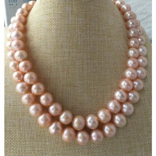 Single strands 12-13mm south sea gold pink pealr necklace 38inch 14k